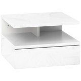 HOMCOM Set de 2 Noptiere Suspendate cu Sertar și Raft Superior din Lemn, 35x32x22.5 cm, Alb Lucios | Aosom Romania