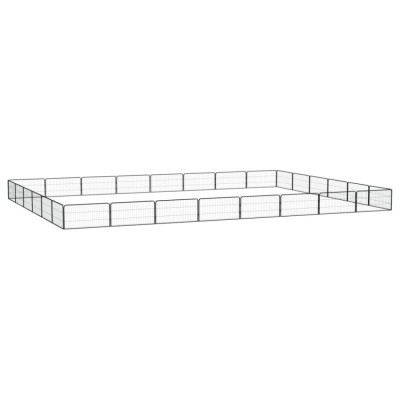 vidaXL Țarc c&amp;acirc;ini 28 panouri negru 100x50 cm oțel vopsit electrostatic foto