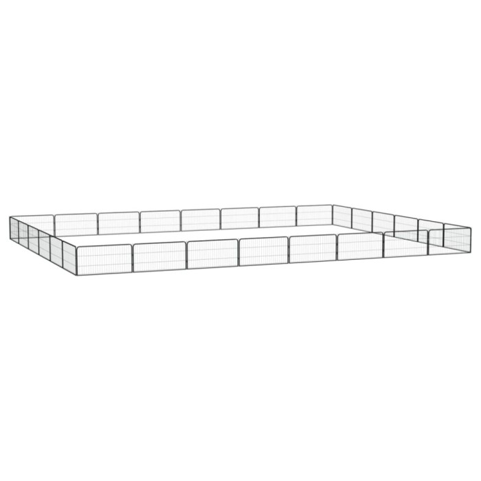 vidaXL Țarc c&acirc;ini 28 panouri negru 100x50 cm oțel vopsit electrostatic