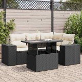 Cumpara ieftin Gossi set mobilier de gradina cu perne, 5 piese, negru, poliratan