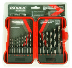 Set burghie pentru lemn ?3-10mm 15pcs, Raider foto