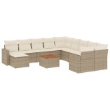 Set canapele de gradina cu perne, 12 piese, bej, poliratan