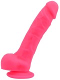 Dildo realist din silicon, Loving Joy, cu ventuză si scrot, roz, [21 cm x 4 cm]