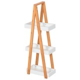 Kleankin Raft Baie cu 3 Rafturi din MDF și Bambus, Dulap Baie, 30x18x81 cm, Lemn | Aosom Romania
