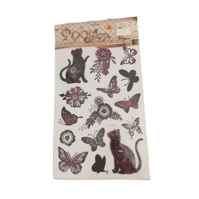 Stickere decorative, model pisici si flori, negru/rosu, 5 x 5 cm foto