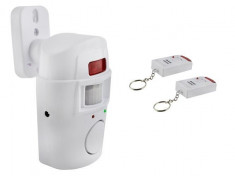 Detector de Miscare Wireless cu Infrarosu, Alarma 105dB si 2 Telecomenzi, Raza Detectie 110 Grade foto