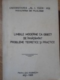 LIMBILE MODERNE CA OBIECT DE INVATAMANT. PROBLEME TEORETICE SI PRACTICE-COLECTIV-234699