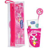 Chicco Travel Set set pentru &icirc;ngrijirea dentară Pink 3 y+ 1 buc