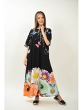 Cumpara ieftin ROCHIE FLORA MAJESTICA CU MANECI CLOPOT SI SILUETA AMPLA DAISY TALIE UNICA Multicolora