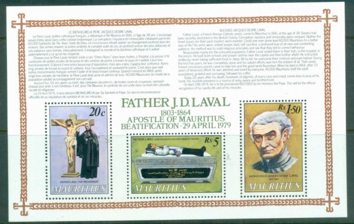 MAURITIUS 1979 RELIGIE PARINTELE LAVAL