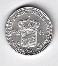 OLANDA 1/2 GULDEN 1930 WILHELMINA ARGINT STARE EXCELENTA foto