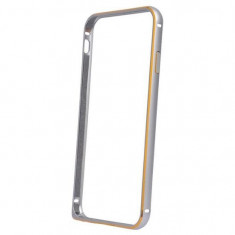 Husa Bumper Aluminiu APC GSM Argintiu cu Insertii Aurii Pentru Iphone 6,6S foto