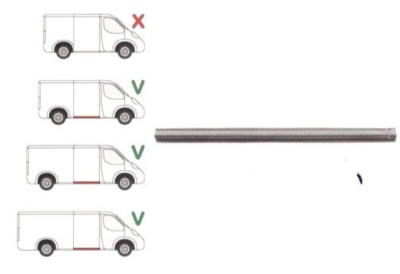 Prag Ford Transit (V184/5) 05.2000-04.2006(Pt Model Mijlociu/Lung) , partea Dreapta, L=1430mm; Lung ; Sub Usa Culisanta, foto