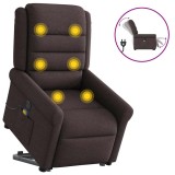 vidaXL Fotoliu electric masaj rabatabil cu ridicare maro &icirc;nchis textil