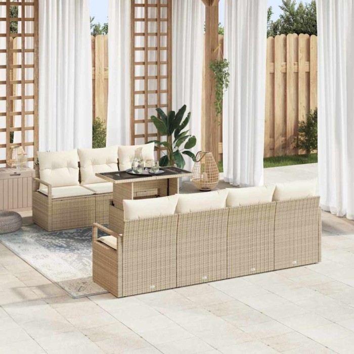 vidaXL Set de canapele pentru grădină 8 pcs Bej Rattan poli