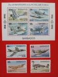 BARBADOS, ROYAL AIR FORCE - BLOC + SERIE COMPLETĂ MNH