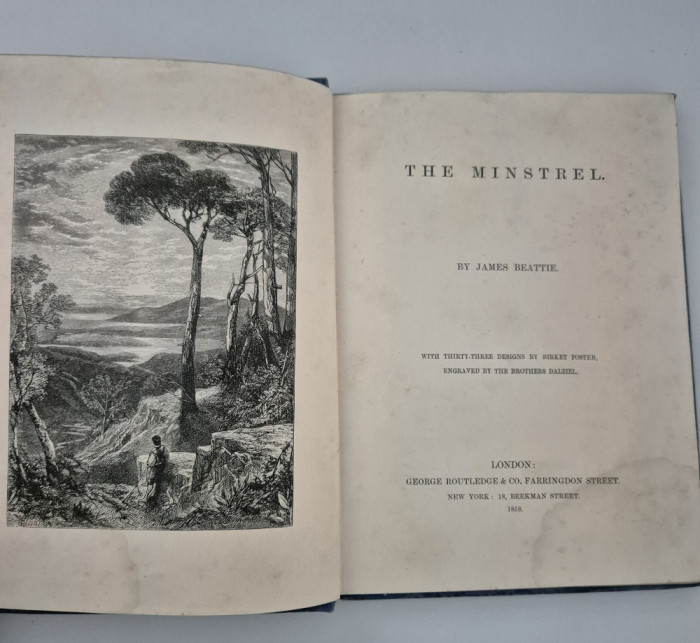 Carte veche 1858 James Beattie The minstrel ilustratii limba engleza