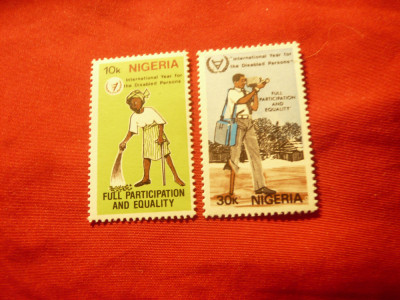 Serie Nigeria 1981 - Ajutor persoane cu handicap , 2 valori foto