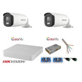 Sistem supraveghere Hikvision 2 camere 5MP Ultra HD Color VU full time ( color noaptea ) DVR 4 canale SafetyGuard Surveillance