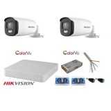 Sistem supraveghere Hikvision 2 camere 5MP Ultra HD Color VU full time ( color noaptea ) DVR 4 canale SafetyGuard Surveillance