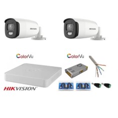 Sistem supraveghere Hikvision 2 camere 5MP Ultra HD Color VU full time ( color noaptea ) DVR 4 canale SafetyGuard Surveillance foto