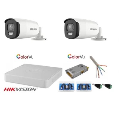 Sistem supraveghere Hikvision 2 camere 5MP Ultra HD Color VU full time color noaptea DVR 4 canale SafetyGuard Surveillance foto