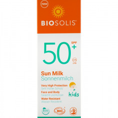 Lapte de soare cu protectie solara pentru copii, SPF 50+, 100ml Biosolis