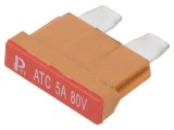 Siguranță Auto 5A 80VDC 19mm Cupru Cositorit