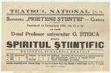 Afis Conferinta G.Titeica : Spiritul stiintific - 1923