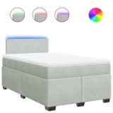 Cumpara ieftin Pat continental cu saltea, gri deschis, 120x200 cm, catifea