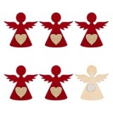 Autocolante Craciun Ingeri Lemn Rosu Set 6 Bucati Dimensiune 5x5cm Autoadezive Decorative