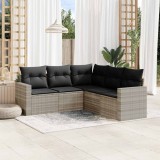 VidaXL Set canapele de grădină cu perne, 5 piese gri deschis poliratan 3218942