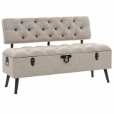 Cumpara ieftin Banca de depozitare cu spatar, crem, 110 cm, material textil