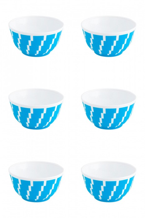 Set boluri, 6 piese, 350 ml, Plastic, Albastru turcoaz