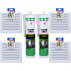 4 x TE-MA, Rama de aerisire, 20 x 20 cm + 2 x Den Braven silicon universal 280ml