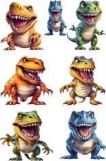 Sticker decorativ Colaj Dinozauri, Portocaliu, 90 cm, 7945ST-6 foto