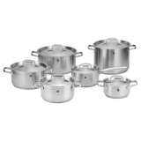 Set vase de gatit Zokura, 12 piese, capac etans, interior gradat, inox