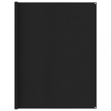 Covor Cort Camping Negru 250x450cm Polietilena HDPE Impermeabil Ventilatie Ocheti Fixare