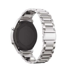 Curea metalica Edman 3Z pentru Samsung Gear S3 si telescoape Quick Release incluse in pachet, latime prindere 22mm, Argintiu