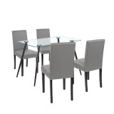 Cumpara ieftin Set de masă Alen 4+1 negru-gri