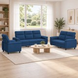 Cumpara ieftin Set de canapea 3 pcs albastru Tesatura