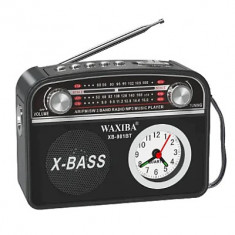 Radio Portabil XB 981BT MP3 cu Ceas NEGRU foto
