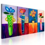 Cumpara ieftin Tablou pictat manual - Rainbow flowers 120x60 cm