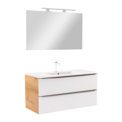 Mobilier complet de baie Vario Trim 100 stejar-alb foto