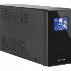 UPS Serioux Line Interactive 600LI, ecran LCD, capacitate 600VA/360W, 2 prize Schuko , baterie 12 V / 7.0 Ah × 1, timp mediu de functionare pe baterii