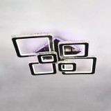 Lustra LED cu telecomanda si cristal TERRANO RGB 288W, 6 Patrate, lumina Rece/Calda/Neutra, Dimabila, Negru ModernLight Concept