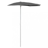 Umbrela de gradina cu stalp, antracit, 180x90 cm, semirotunda