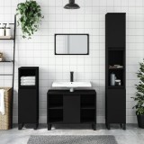 vidaXL Set mobilier de baie, 3 piese, negru, lemn compozit 3190308