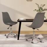 VidaXL Scaune de bucătărie pivotante, 2 buc., gri deschis, textil