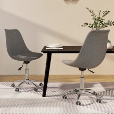 vidaXL Scaune de bucătărie pivotante, 2 buc., gri deschis, textil